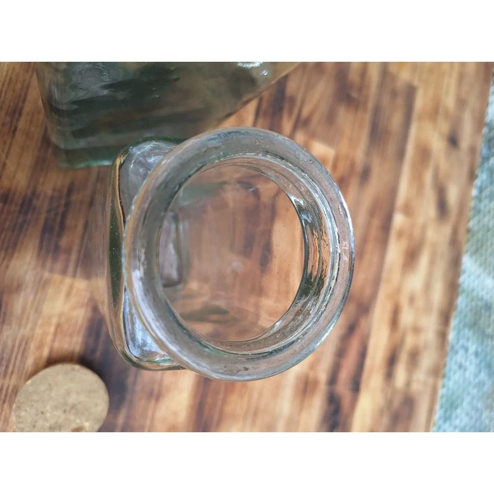 Vintage 1 Triangular 2‎ Square Thick Green Clear Glass Flower Vase Kitchen Jars